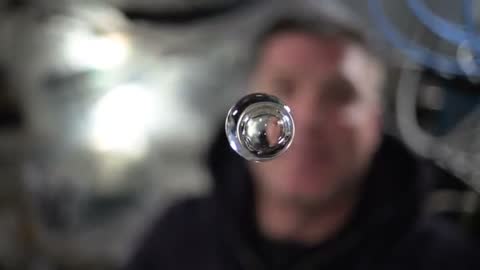 A Water Ball on Artemis II, Aboard Orion, in space