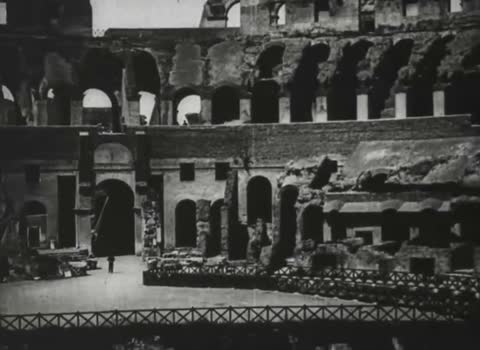 Panning Across the Colosseum Interior, Rome, Italy