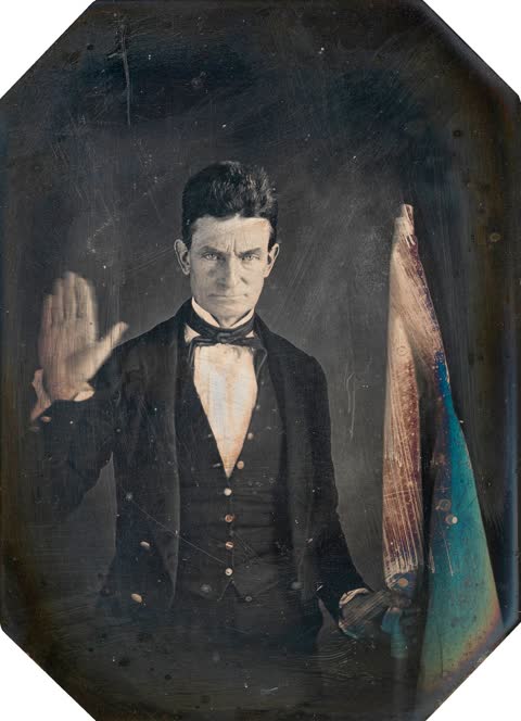 John Brown with his hand raised, Hartford, Connecticut, USA
