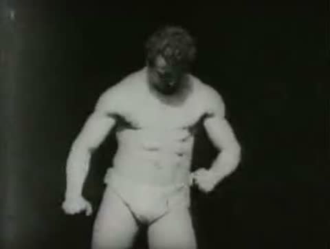 Sandow Flexes for Edison's Camera, West Orange, New Jersey