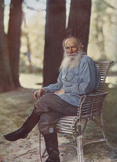 In color: Leo Tolstoy, in color