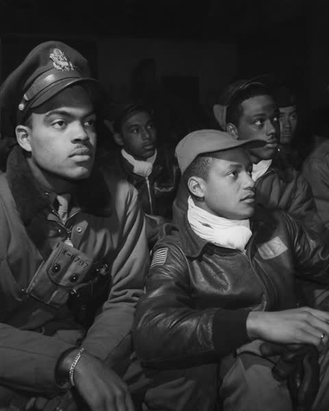 Faces: The Tuskegee Airmen before a mission